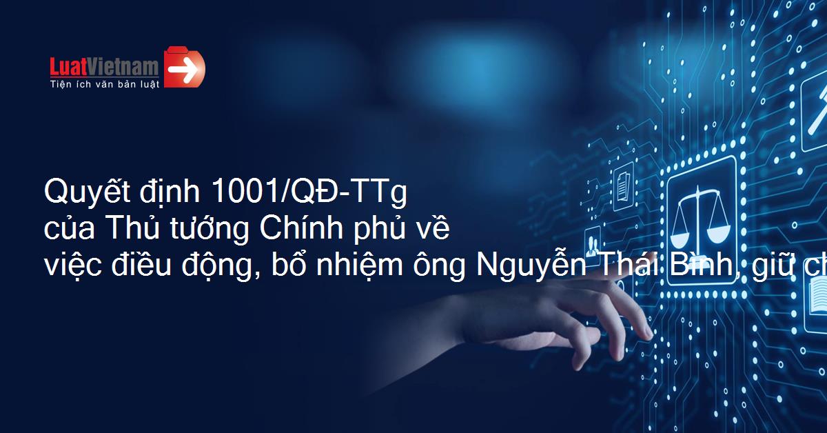 Quyết định 1001/QĐ-TTg 2010 về việc điều động, bổ nhiệm ông Nguyễn Thái ...