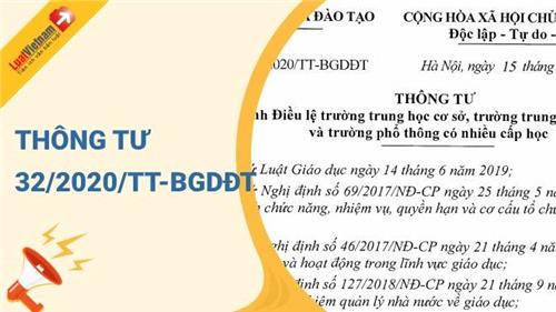 Thông tư 32/2020/TT-BGDĐT Điều lệ trường THCS và THPT