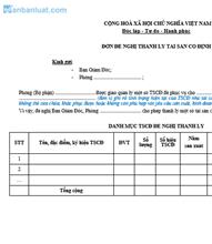 Đơn đề nghị thanh lý tài sản cố định