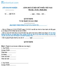 Quyết định thanh lý tài sản cố định của công ty cổ phần