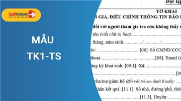 Mẫu TK1-TS: Mẫu Tờ khai tham gia, điều chỉnh BHXH, BHYT mới nhất